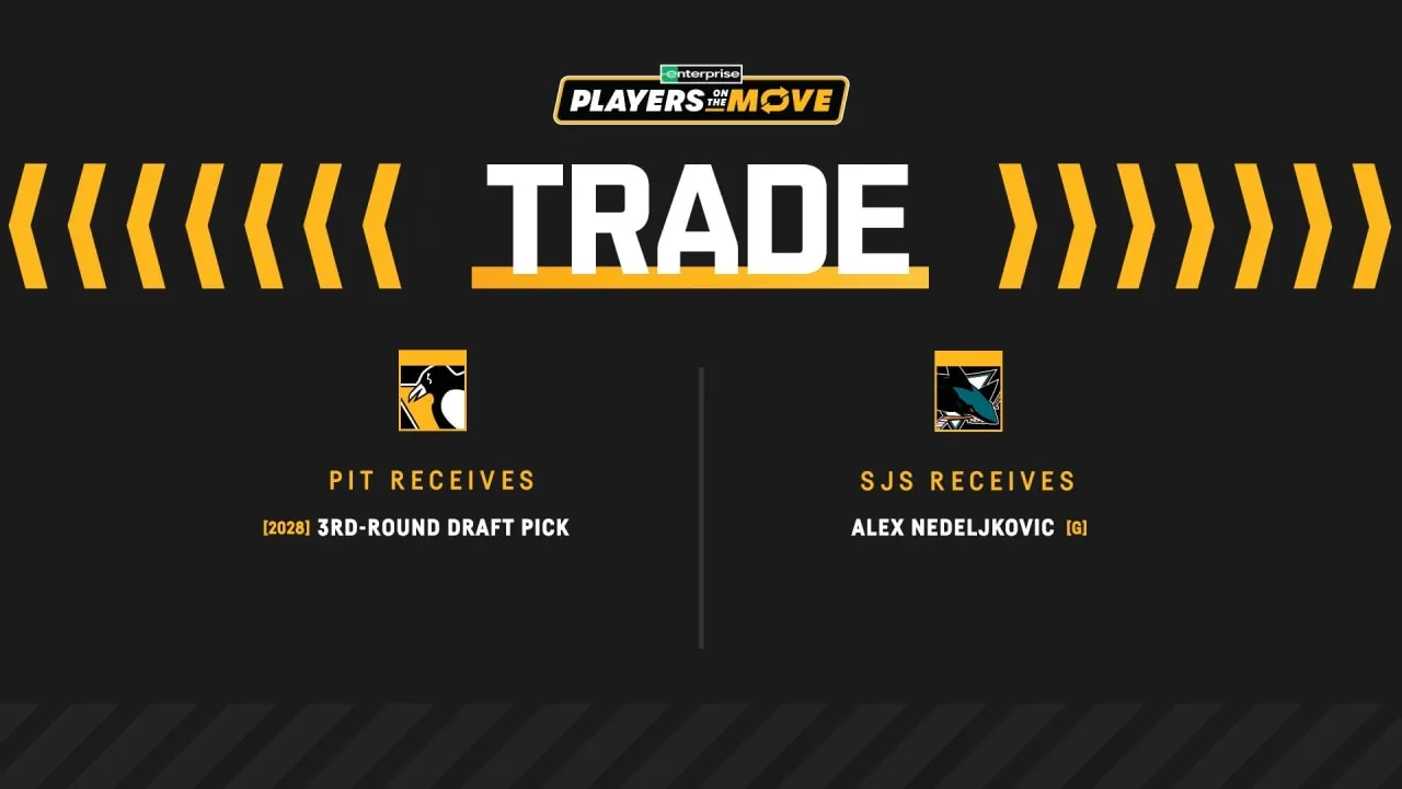 Penguin Dapatkan Pilihan Putaran Ketiga Draft 2028 dari San Jose Ditukar dengan Alex Nedeljkovic
